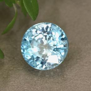 Zircone naturale blu da 3,94 ct, taglio rotondo, VS