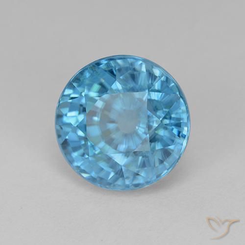 Zircone Ciano Blu naturale da 5.62 ct, Rotondo, VVS