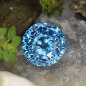 Zircone naturale blu da 5,01 ct, taglio rotondo, VVS