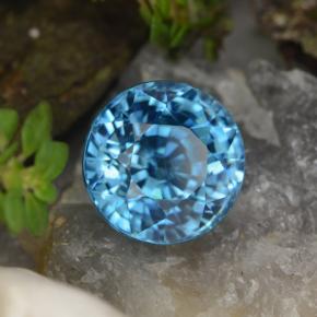 Zircone naturale blu da 5,01 ct, taglio rotondo, VVS