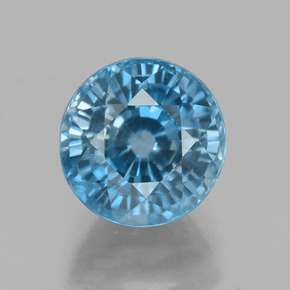 Zircone naturale blu da 4,43 ct, taglio rotondo, VVS