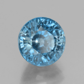 Zircone naturale blu da 4,43 ct, taglio rotondo, VVS