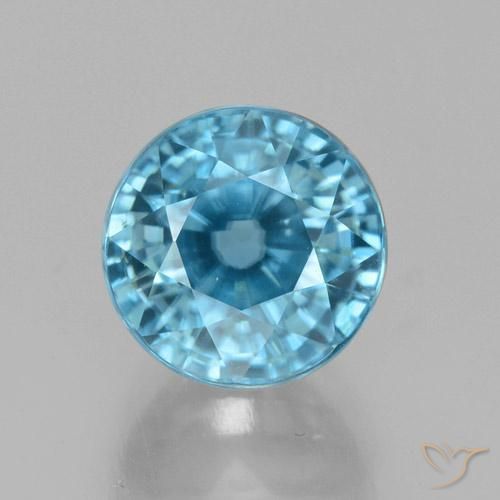 4.84ct Naturale Blu medio Zircone, Rotondo, VVS