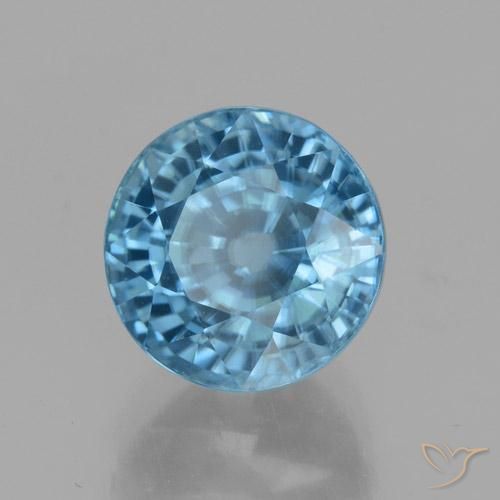 Zircone Celeste naturale da 4.52 ct, Rotondo, VVS