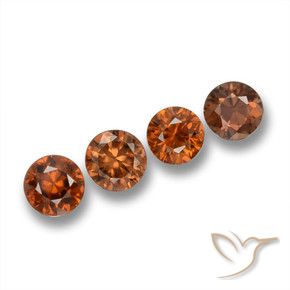Gemme di Zircone Arancione scuro naturale da 2.38 ct, Rotondo, VVS-VS