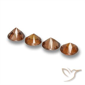 Gemme di Zircone Arancione scuro naturale da 2.38 ct, Rotondo, VVS-VS