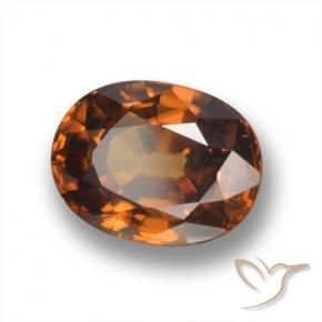 Zircone Arancio medio-scuro naturale da 2.02 ct, Ovale, VVS