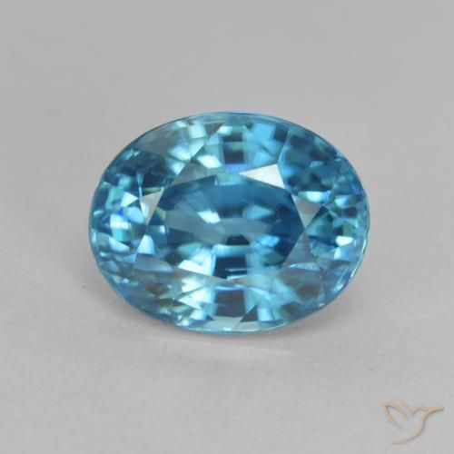 3.40ct Naturale Yale Blue Zircone, Ovale, VVS