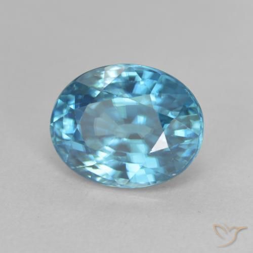 Zircone Yale Blue naturale da 3.40 ct, Ovale, VVS