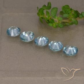 Gemme di Zircone Blu naturale da 2.35 ct, Rotondo, VVS-VS