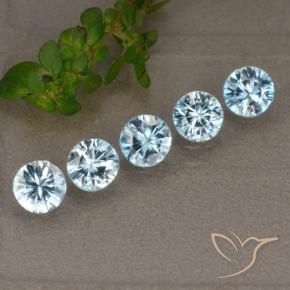 Gemme di Zircone Blu naturale da 2.40 ct, Rotondo, VVS-VS