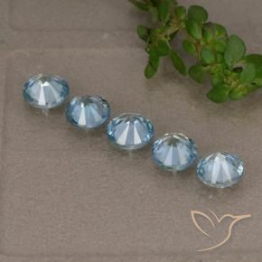 Gemme di Zircone Blu naturale da 2.40 ct, Rotondo, VVS-VS