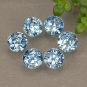 Gemme di zircone blu naturale da 1,90 ct, taglio rotondo, VVS-VS