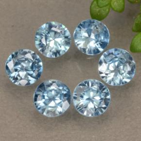 Gemme di zircone blu naturale da 1,90 ct, taglio rotondo, VVS-VS