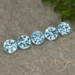 Gemme di Zircone Azzurro naturale da 2.41 ct, Rotondo, VVS-VS