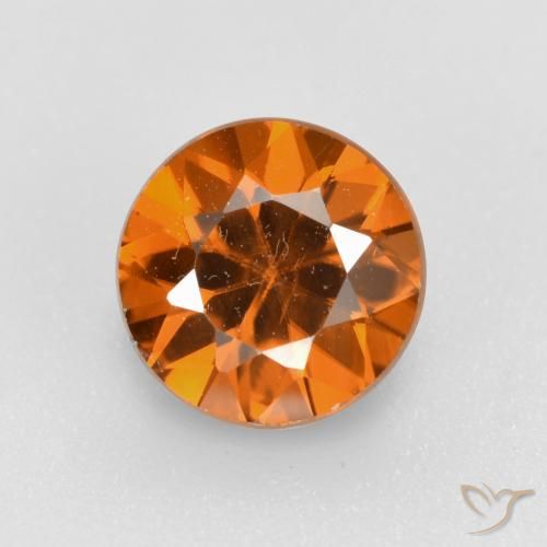 1.62ct Naturale Arancio medio-scuro Zircone, Rotondo, VVS-VS