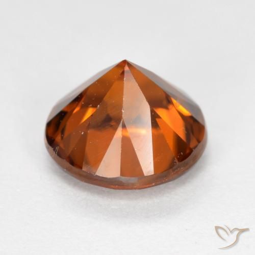 Zircone Arancione rossastra naturale da 1.65 ct, Rotondo, VVS-VS