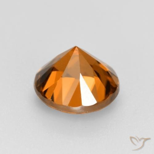 Zircone Arancio medio-scuro naturale da 1.56 ct, Rotondo, VVS-VS