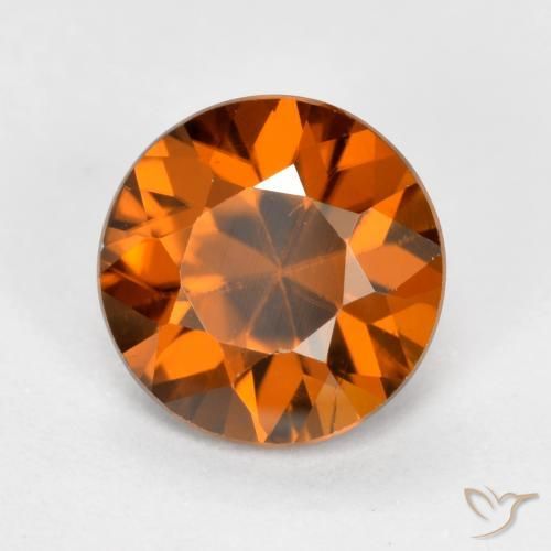 Zircone Arancione scuro naturale da 1.48 ct, Rotondo, VVS-VS