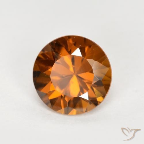 Zircone Arancio medio-scuro naturale da 1.52 ct, Rotondo, VVS-VS