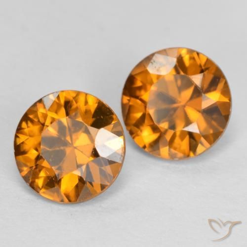 Gemme di Zircone Arancio medio-scuro naturale da 2.32 ct, Rotondo, VVS-VS