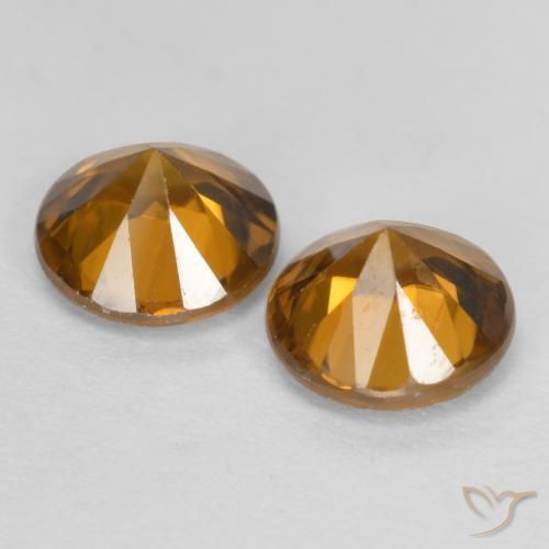 Gemme di Zircone Arancio medio-scuro naturale da 2.32 ct, Rotondo, VVS-VS