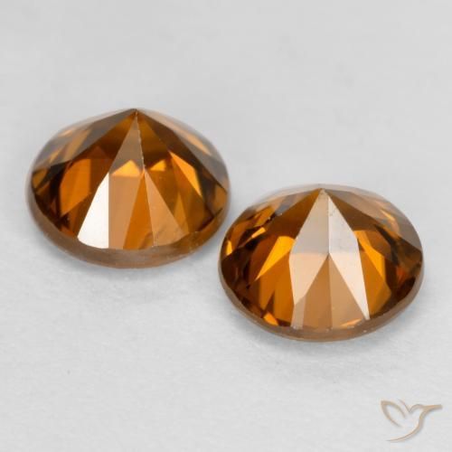 Gemme di Zircone Arancio medio-scuro naturale da 2.55 ct, Rotondo, VVS-VS