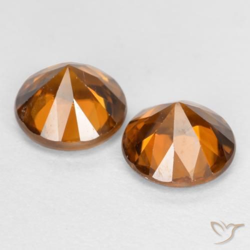 Gemme di Zircone Arancio medio-scuro naturale da 2.41 ct, Rotondo, VVS-VS