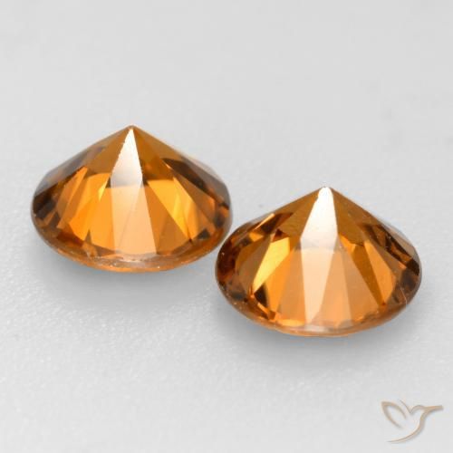 Gemme di Zircone Arancione scuro naturale da 2.09 ct, Taglio rotondo, VVS-VS