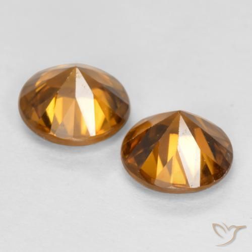 Gemme di Zircone Arancione scuro naturale da 2.14 ct, Rotondo, VVS-VS