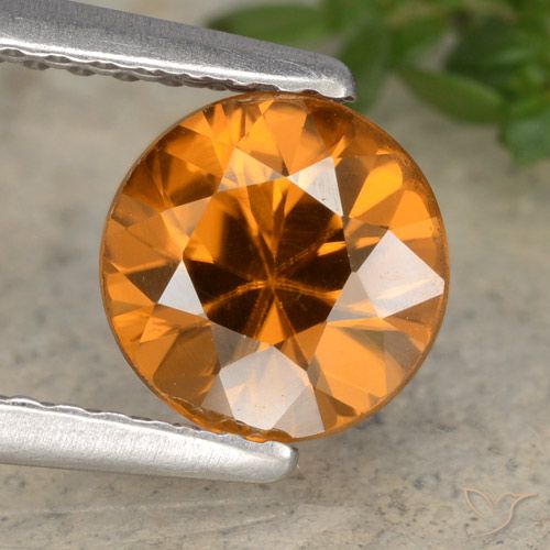 1.54ct Naturale Marrone arancio Zircone, Rotondo, VVS-VS