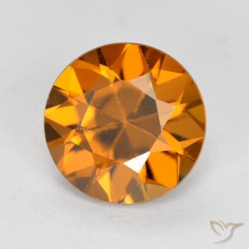 Zircone Marrone arancio naturale da 1.55 ct, Rotondo, VVS-VS