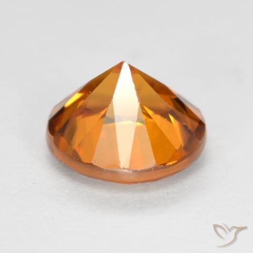 Zircone Marrone arancio naturale da 1.55 ct, Rotondo, VVS-VS