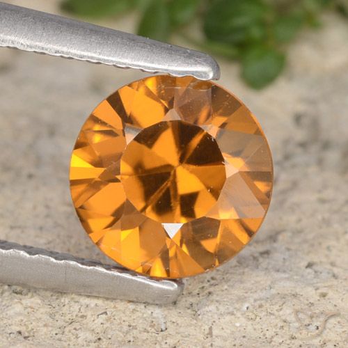 1.32ct Naturale Arancione scuro Zircone, Rotondo, VVS-VS