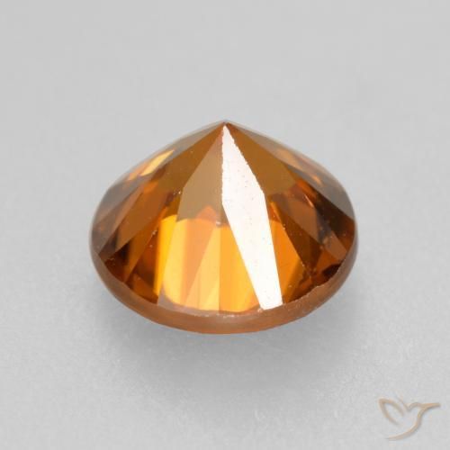 Zircone Arancio Medio naturale da 1.64 ct, Rotondo, VVS-VS