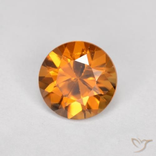 Zircone Arancio Medio naturale da 1.58 ct, Rotondo, VVS-VS