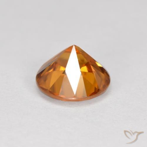 Zircone Arancio Medio naturale da 1.58 ct, Rotondo, VVS-VS