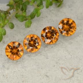 Gemme di Zircone Marrone arancio naturale da 4.38 ct, Rotondo, VVS-VS