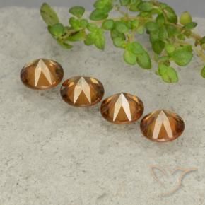 Gemme di Zircone Marrone arancio naturale da 4.38 ct, Rotondo, VVS-VS