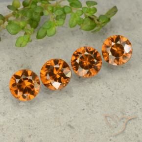 Gemme di Zircone Arancione scuro naturale da 4.24 ct, Rotondo, VVS-VS