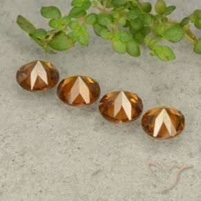 Gemme di Zircone Arancione scuro naturale da 4.24 ct, Rotondo, VVS-VS