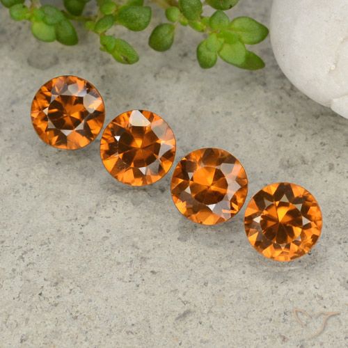 4.30ctw Naturale Arancio medio-scuro Zircone, Rotondo, VVS-VS