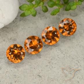Gemme di Zircone Arancio medio-scuro naturale da 4.30 ct, Rotondo, VVS-VS