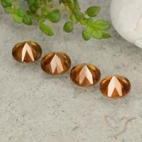Gemme di Zircone Arancio medio-scuro naturale da 4.30 ct, Rotondo, VVS-VS