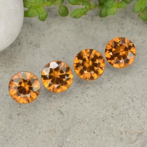 Gemme di Zircone Marrone arancio naturale da 4.27 ct, Rotondo, VVS-VS