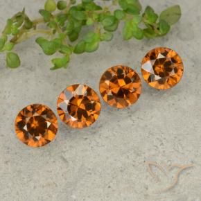 Gemme di Zircone Arancione scuro naturale da 4.31 ct, Rotondo, VVS-VS