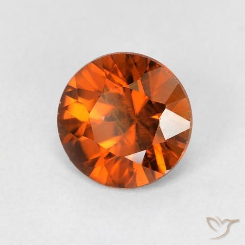 Zircone Medium Dark-Orange naturale da 1.13 ct, Rotondo, VS