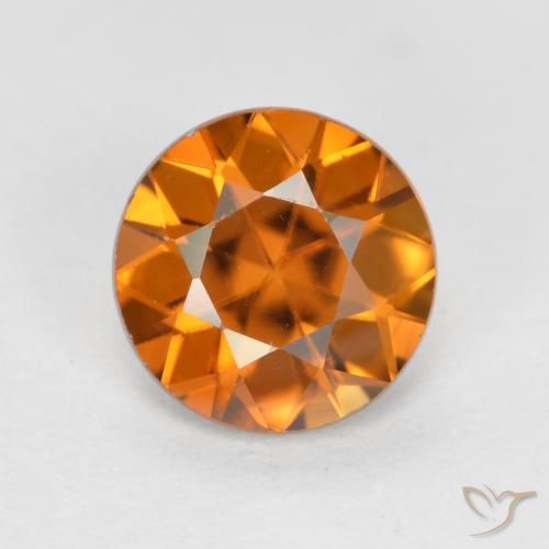 Zircone Arancio Medio naturale da 1.24 ct, Rotondo, VVS-VS