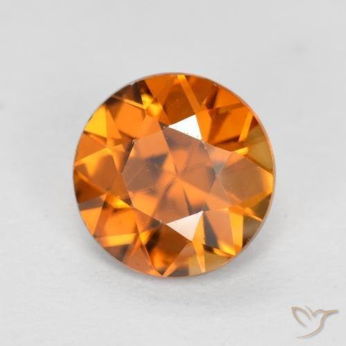 Zircone Arancio Medio naturale da 1.24 ct, Rotondo, VVS-VS