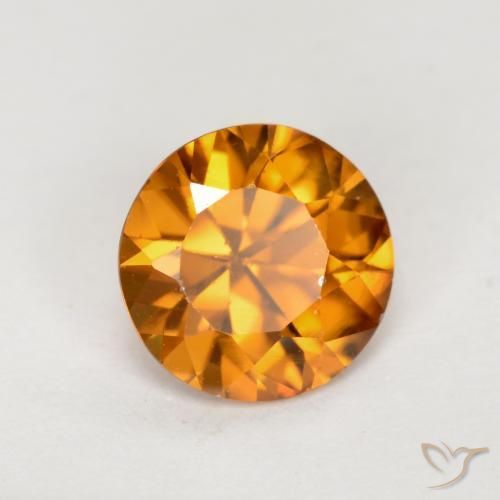 Zircone Arancia Terrosa naturale da 1.23 ct, Rotondo, VVS-VS